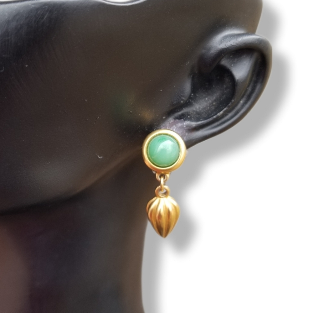 Avon Gold and Green Earrings